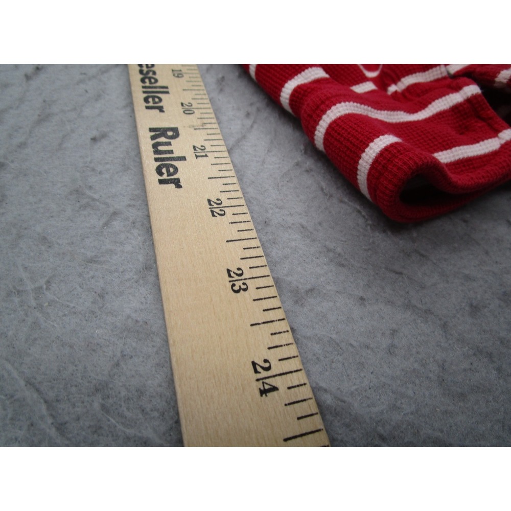 Vintage Polo Ralph Lauren Mens Large Red Striped Waffle Long Sleeve Polo Shirt - Picture 8 of 9